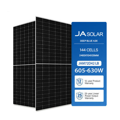 630W JA Солнечная панель JAM72D42 605-630/LB 144 Моноэлементная 16BB N-тип TOPCON двусторонняя двойная стеклянная солнечная панель