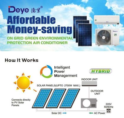 Часовой включает солнечный кондиционер OFF GRID DC 48V Split Hybrid портативный
