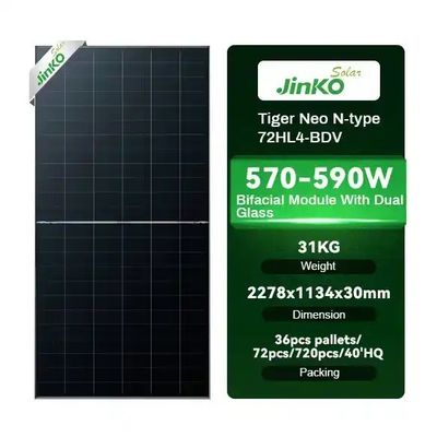 575W Jinko Tiger Neo N-type 72HL4-BDV Бифациальные солнечные панели для солнечной энергетической системы