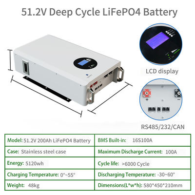 48V 100Ah 200Ah LiFePO4 солнечная батарея для хранения энергии в домашних условиях в режиме массива 16S1P