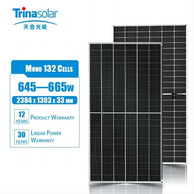Монокристаллические солнечные панели из стекла с высоким разрешением 655W 660W 665W 132 ячейки 210mmx210mm