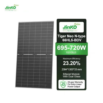 Настоящие солнечные панели Jinko Mono N-Type Bifacial Double Glass 700W-720W для 1000W завода